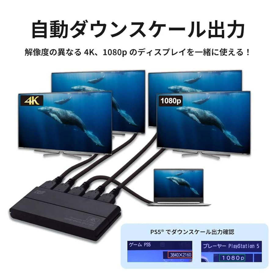 Amazon | ラトックシステム 4K60Hz ダウンスケール 1入力4出力